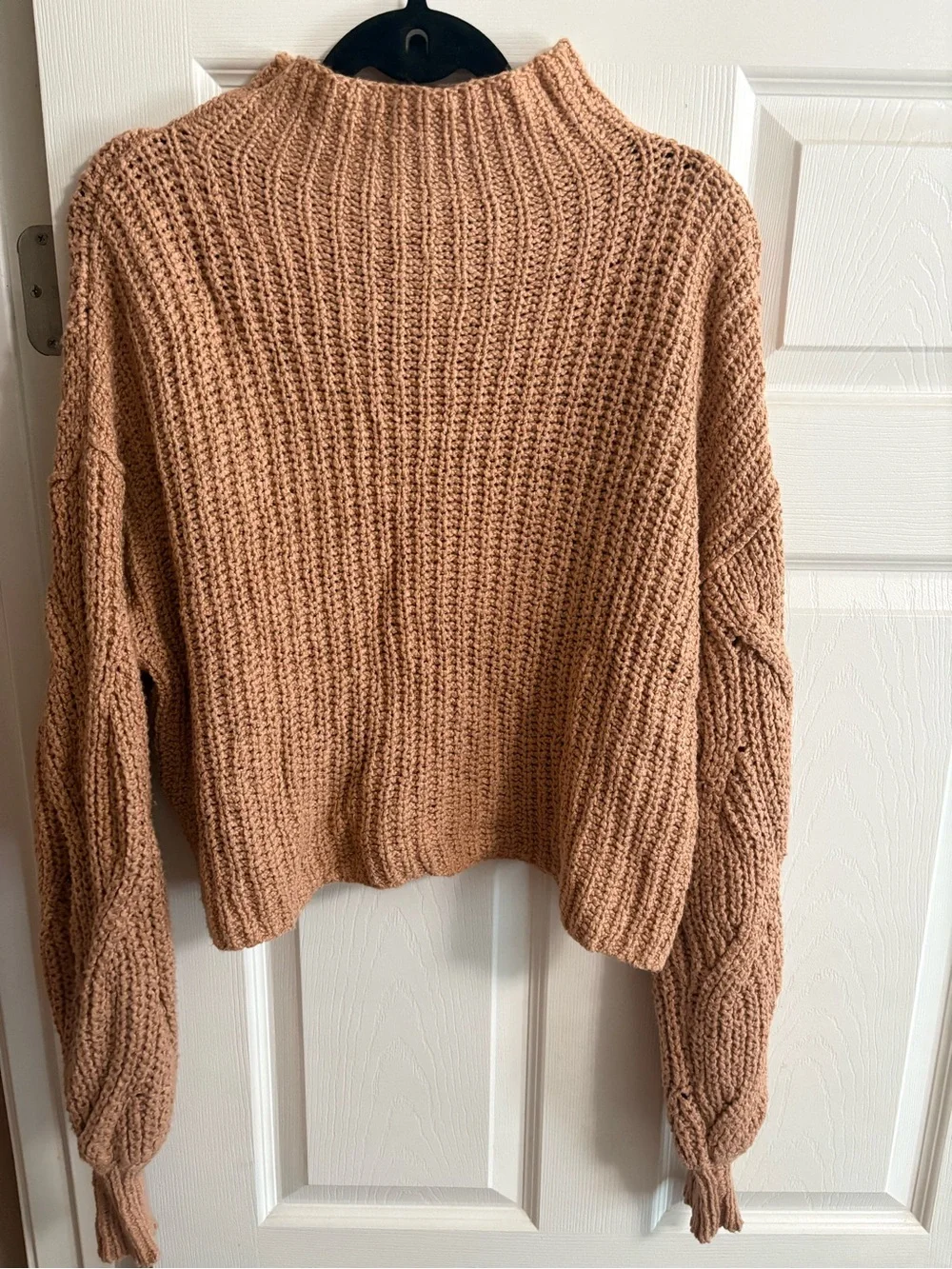 Free People seasons change sweater almond cropped mock neck oversized fall XS
